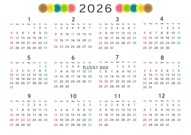 2026カレンダー 年間