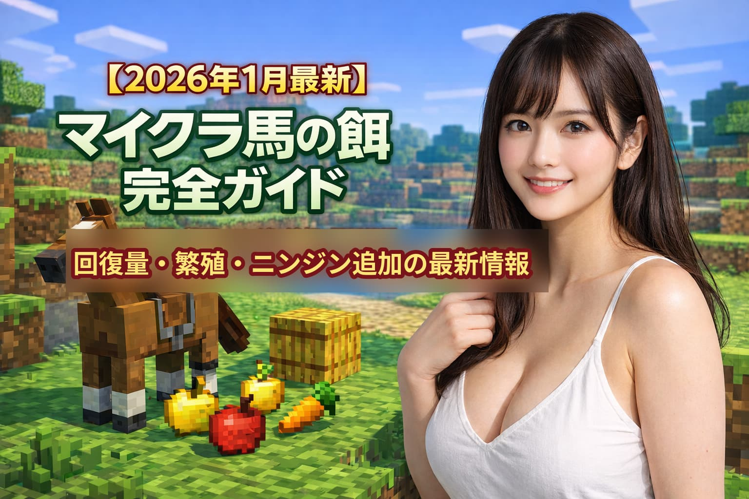 2026年1月最新】マイクラ馬の餌完全ガイド：回復量・繁殖・ニンジン | 桜空もも2026年1月